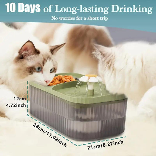 Automatic Water Fountain with Stainless Steel Food Bowl 