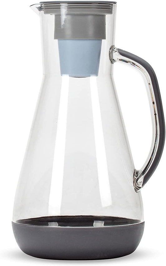 Hydros 64-Ounce Water Filter Pitcher with Patented Fast Flo Technology, 60-Second Quick Fill, BPA-Free Recyclable Filter, Eight-Cup Capacity, Grey